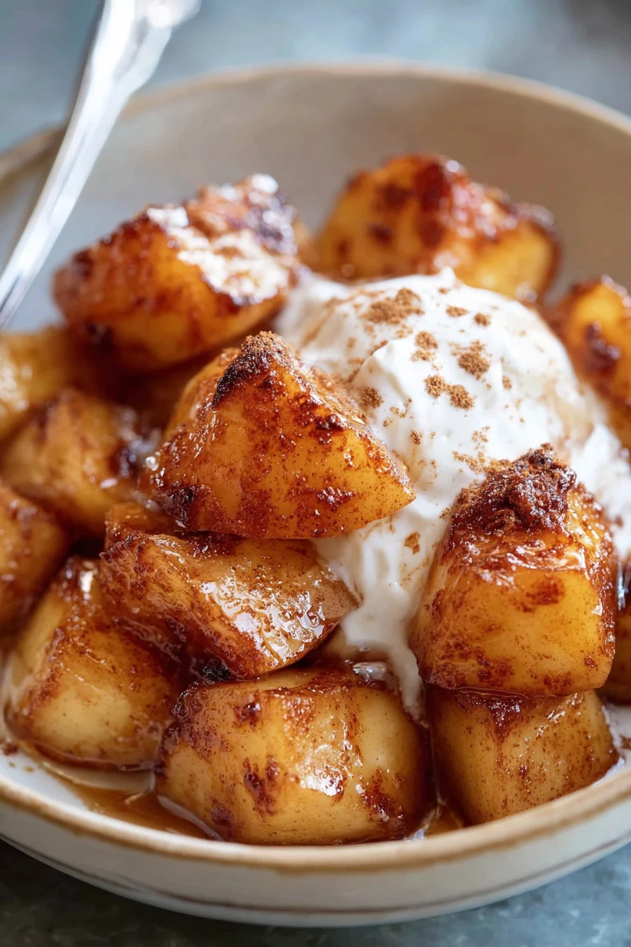 air fryer apples, crispy cinnamon coating, sweet and crunchy, healthy dessert option