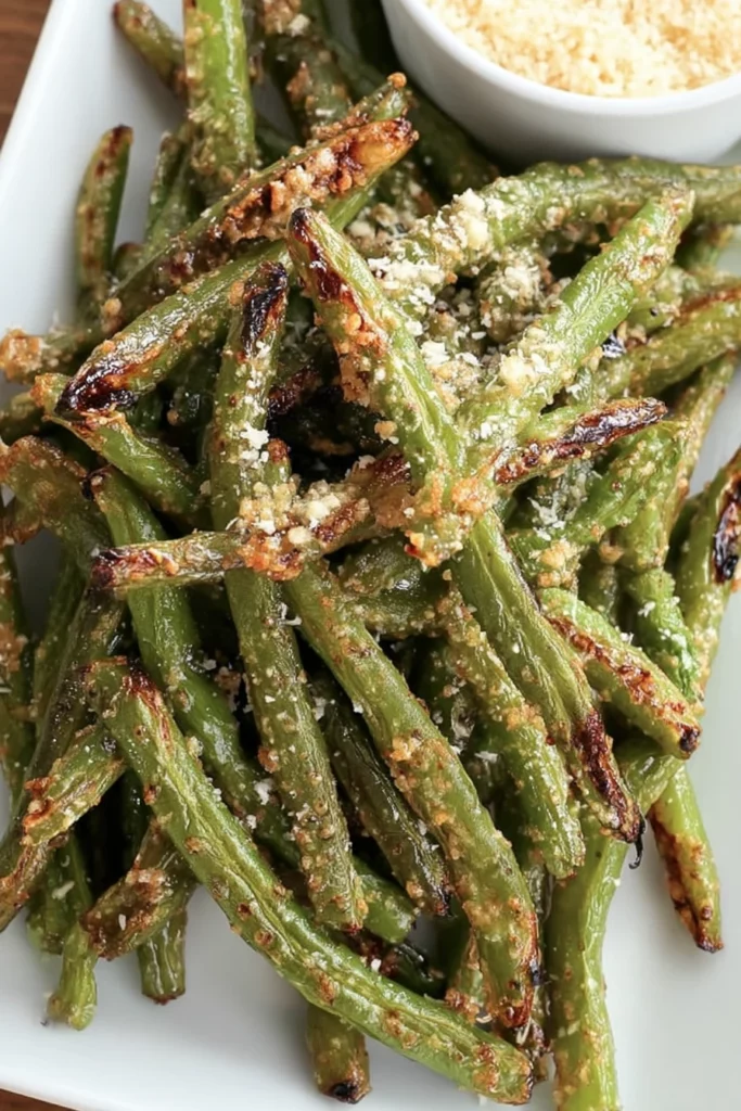 air fryer green beans, crispy, flavorful, healthy, crunchy, delicious, seasoned