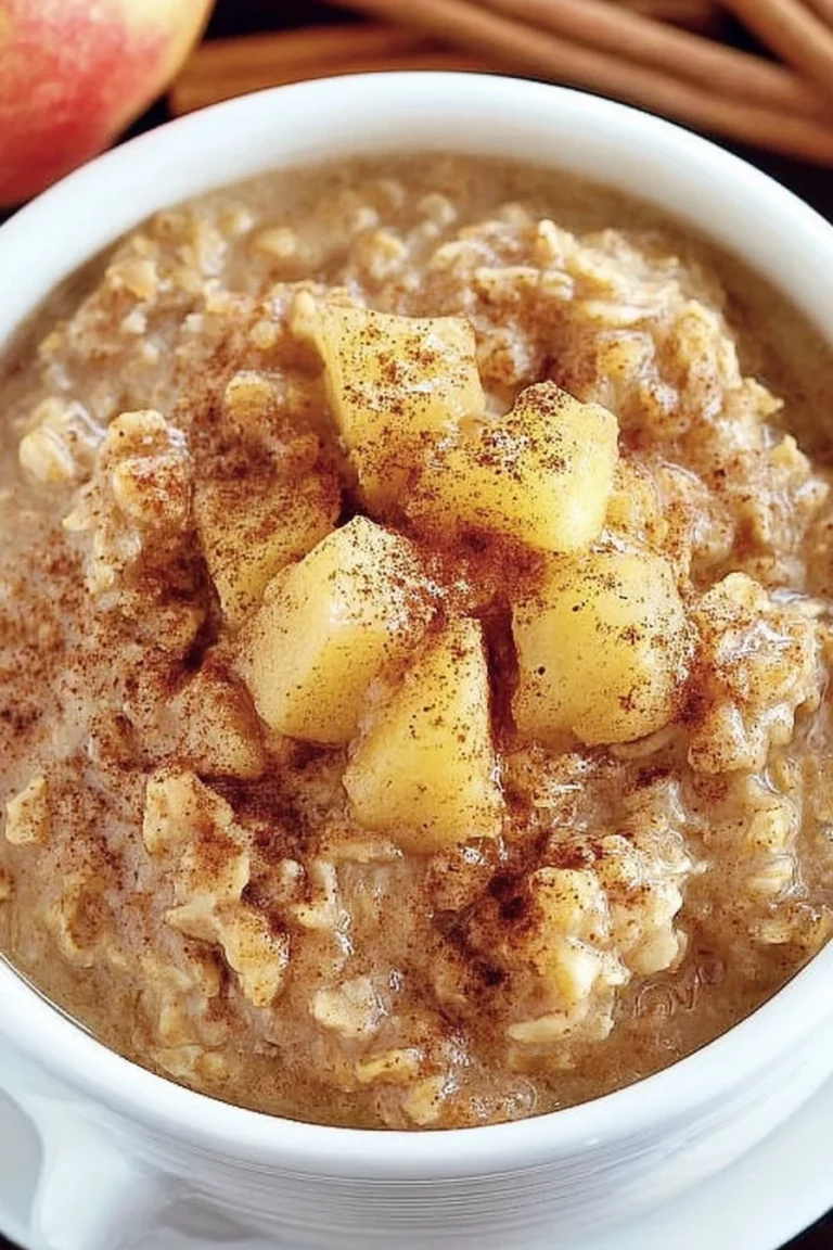 apple cinnamon oatmeal, warm breakfast dish, cozy flavors, comforting, aromatic spices
