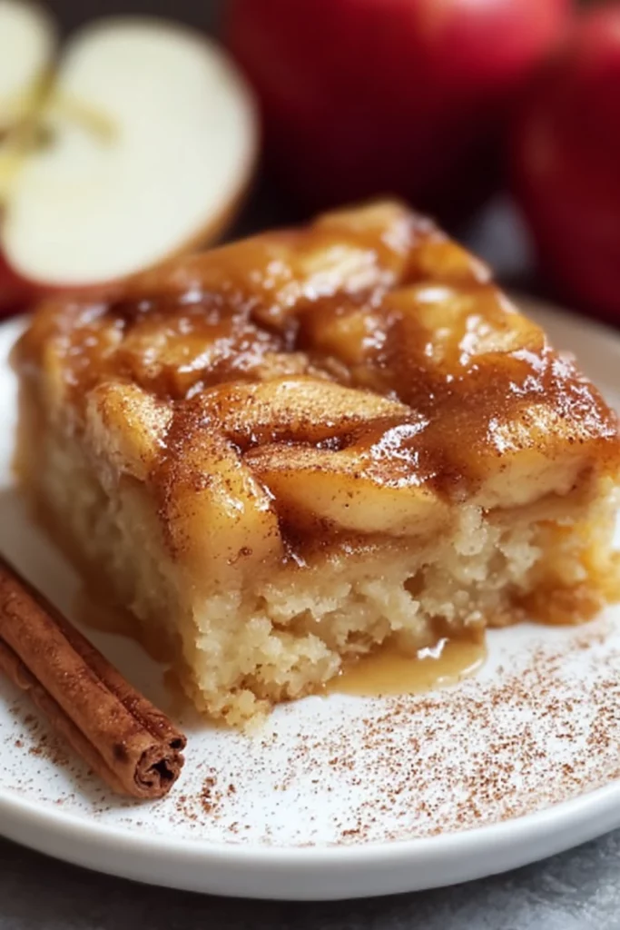 apple cinnamon sheet cake, sweet and spicy, moist texture, delicious dessert option