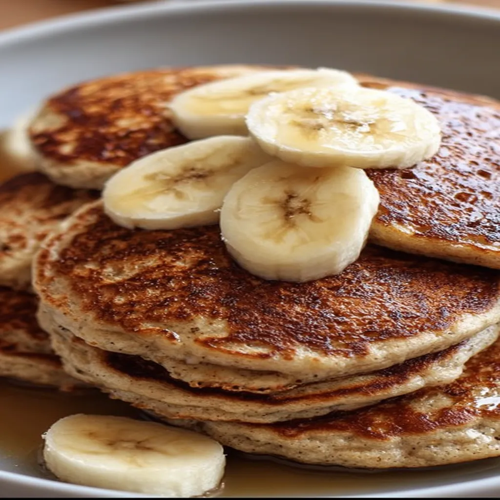 banana oatmeal pancakes, delicious breakfast, fluffy texture, ripe bananas, wholesome ingredients