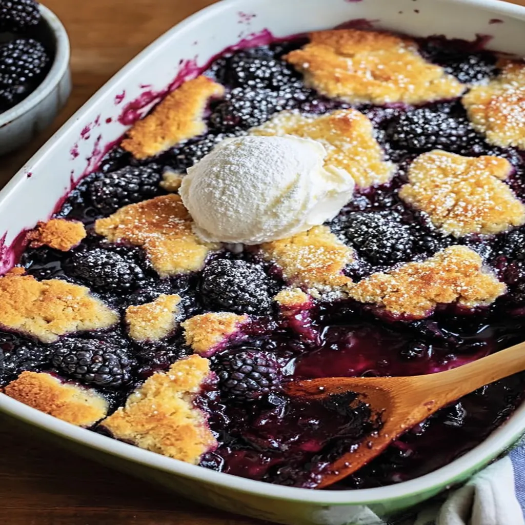 blackberry cobbler recipe, juicy berries, sweet crumble topping, homemade, delicious, summer dessert