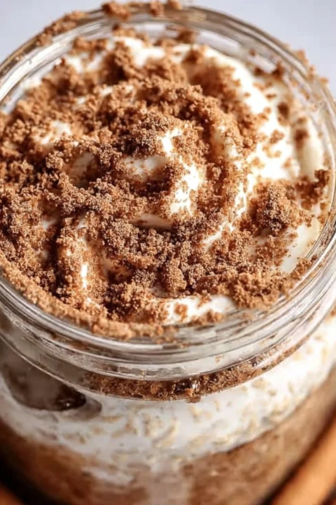 cinnamon roll overnight oats, delicious breakfast, sweet, creamy, cinnamon swirls, nutritious oats