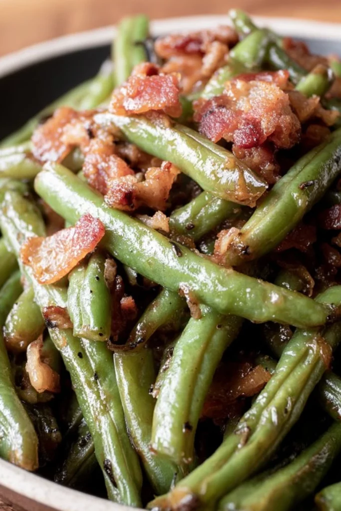 Crack green beans, savory seasoning, crispy texture, flavorful, delicious side dish