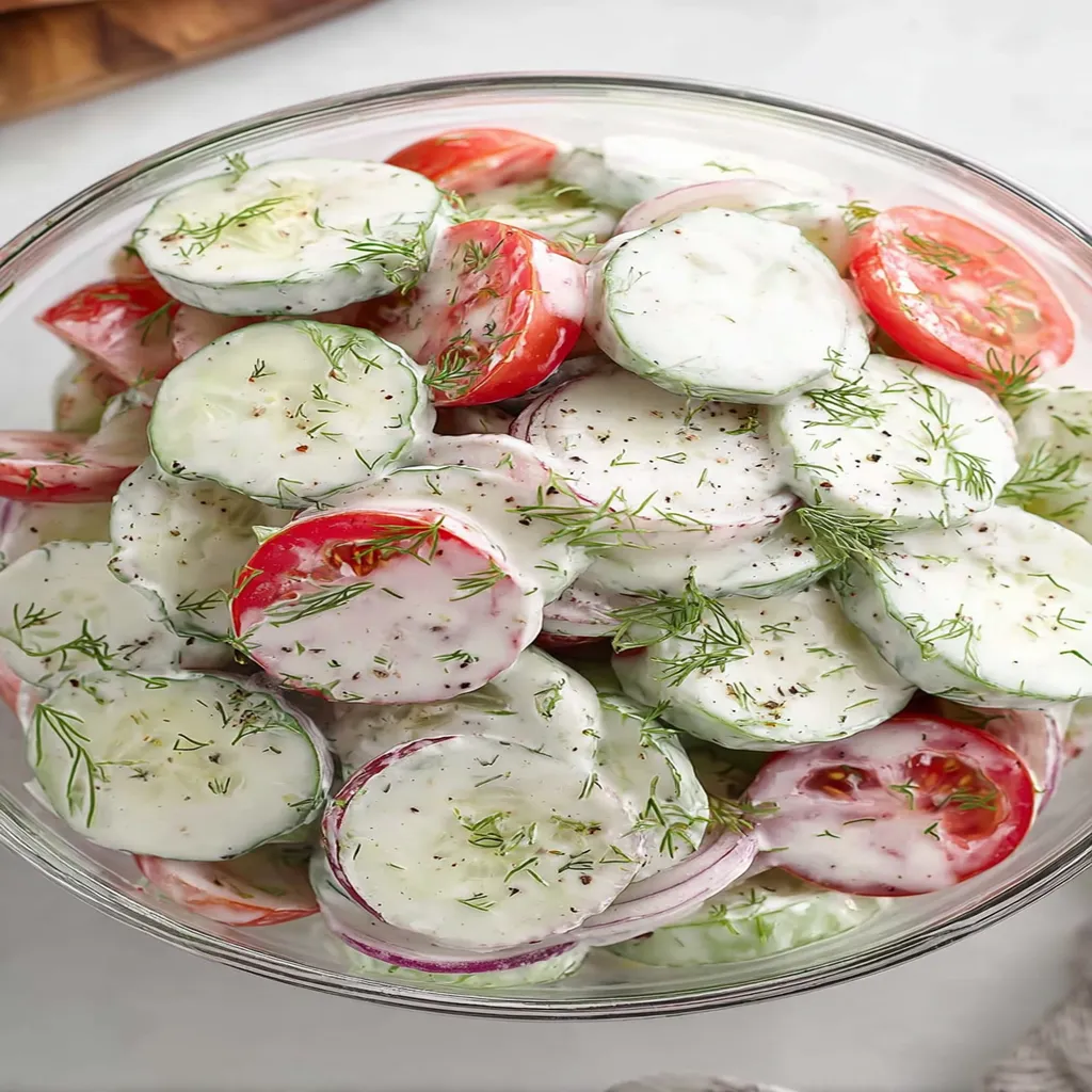 Creamy Cucumber Tomato Salad  recipe step-by-step guide