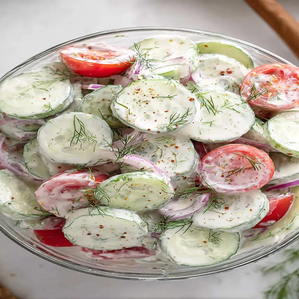 Creamy Cucumber Tomato Salad  recipe step-by-step guide