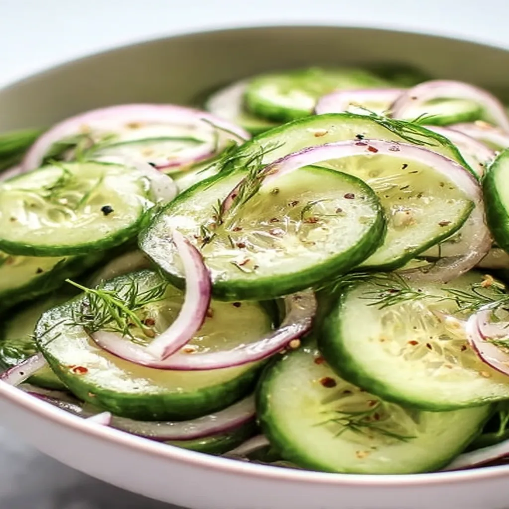 cucumber vinegar salad, refreshing, crunchy, tangy, colorful, healthy, summer side dish