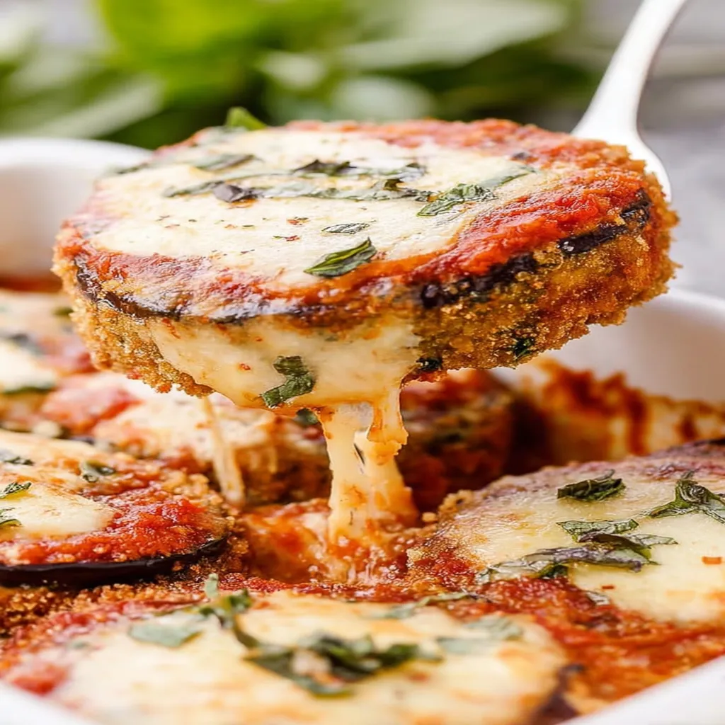 baked eggplant parmesan, crispy, cheesy, savory, mouthwatering, Italian cuisine