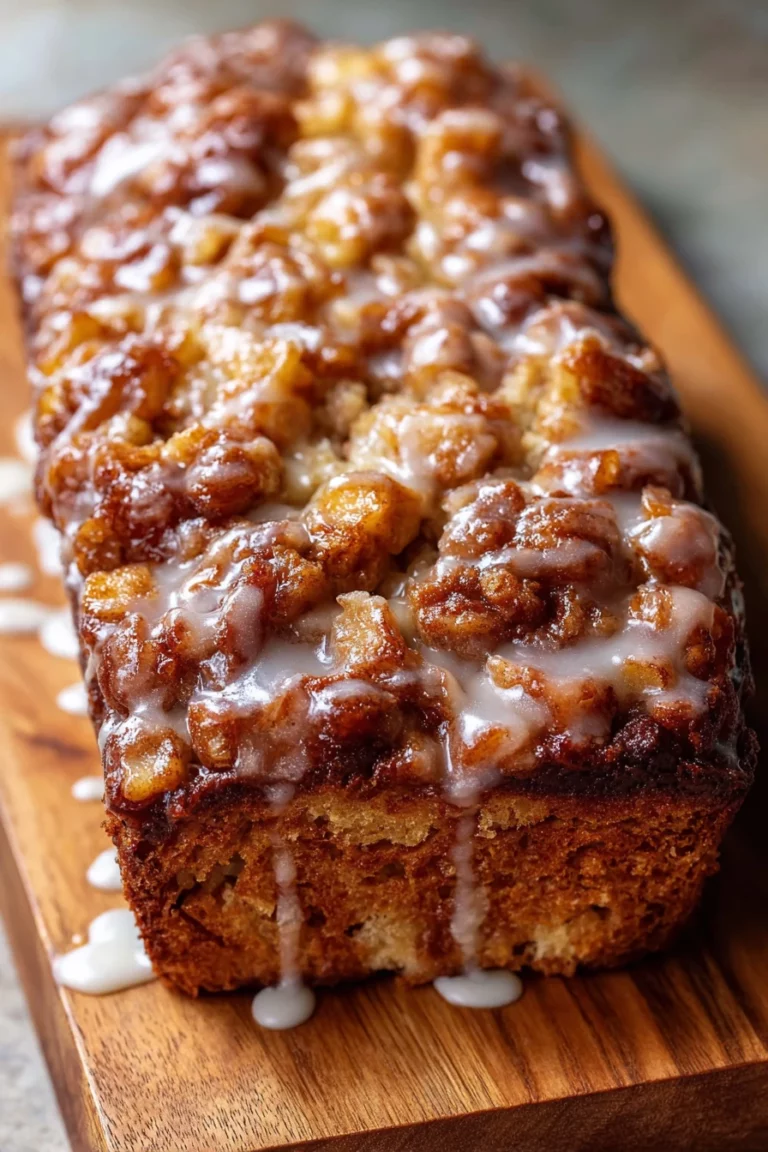 Amish Apple Fritter Bread, sweet, cinnamon-spiced, moist, apple chunks