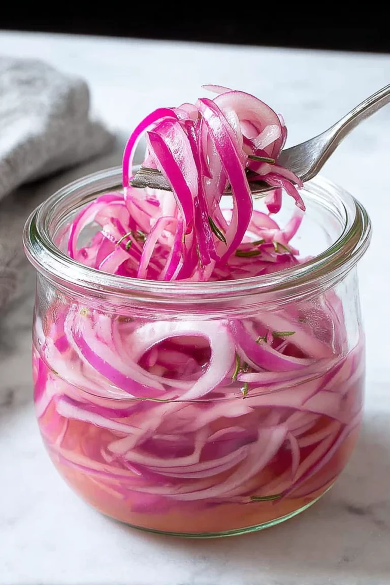 pickled red onions, easy recipe, quick preparation, tangy flavor, vibrant color, homemade condiment