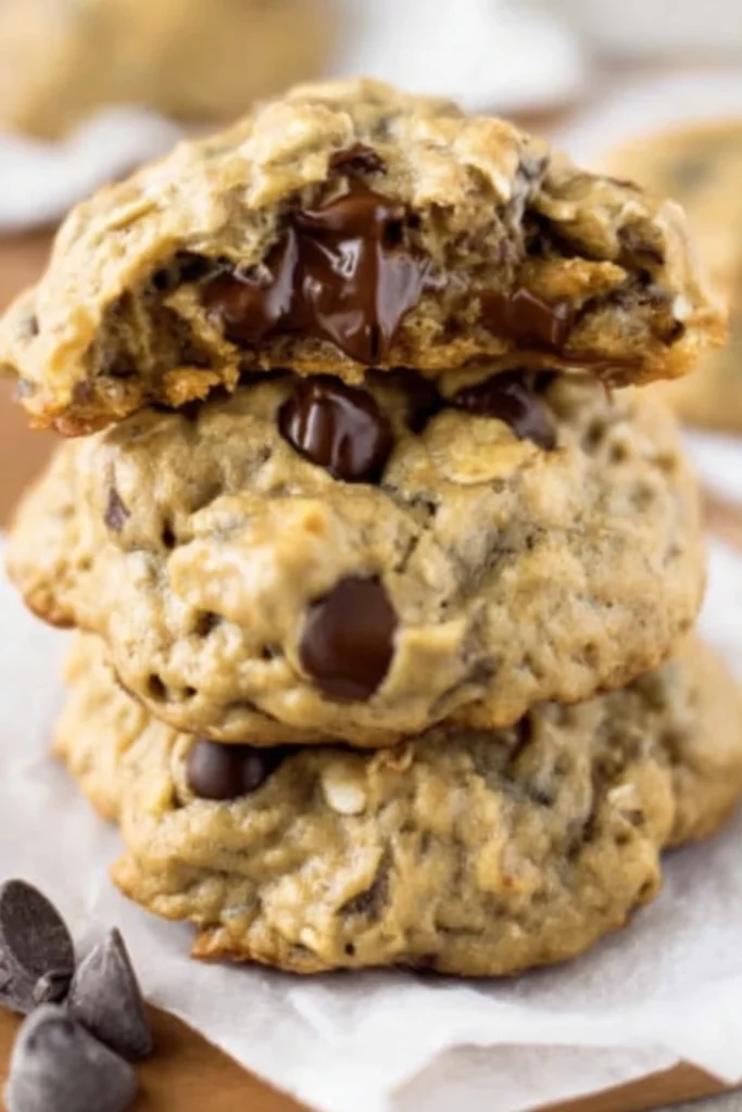 Flourless, Peanut Butter, Oatmeal, Chocolate Chip, Cookies, Chewy, Decadent, Indulgent