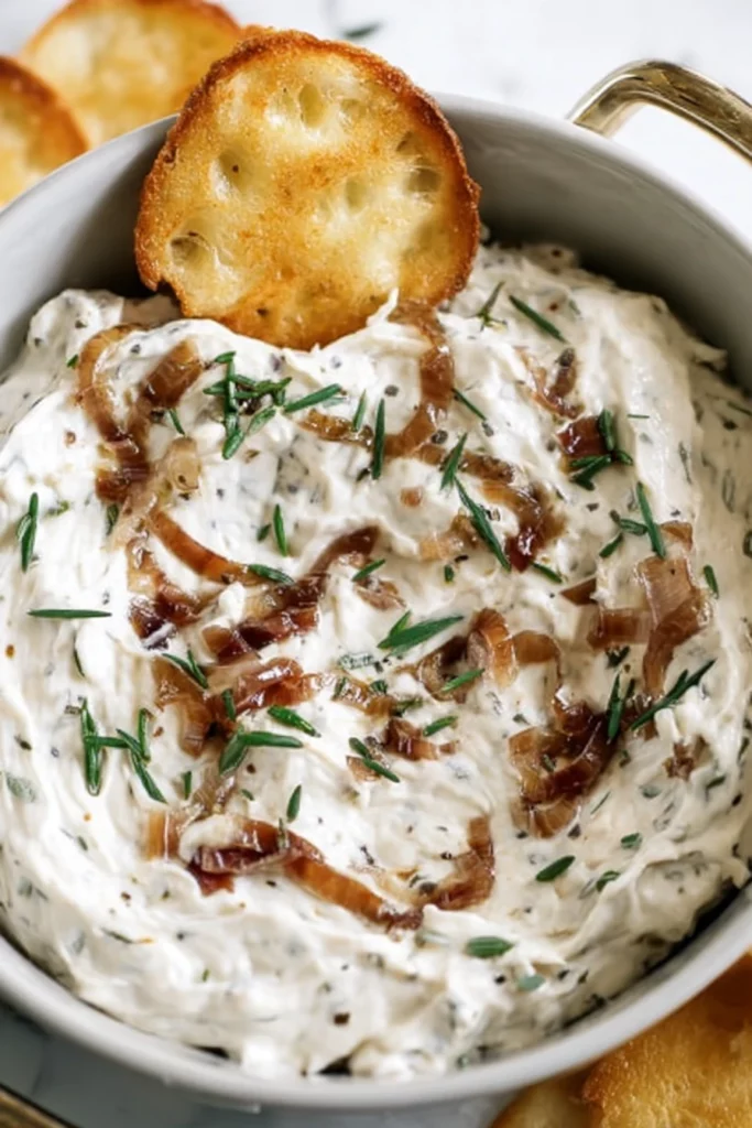 French Onion Dip, creamy, savory, tangy, appetizer, dip, delicious, snack