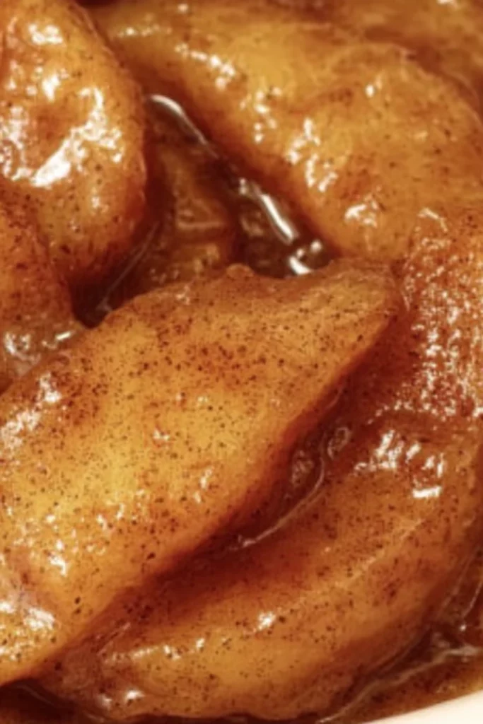 fried apples, cinnamon, caramelized, sweet, golden brown, delicious aroma