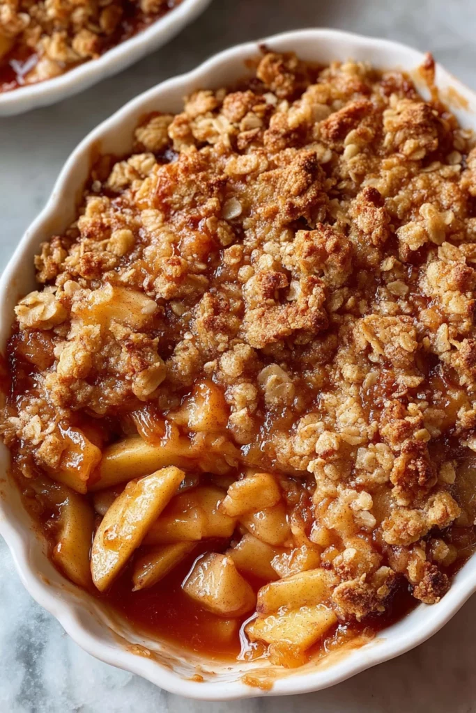 gluten-free, vegan apple crisp, sweet, crunchy, cinnamon-spiced
