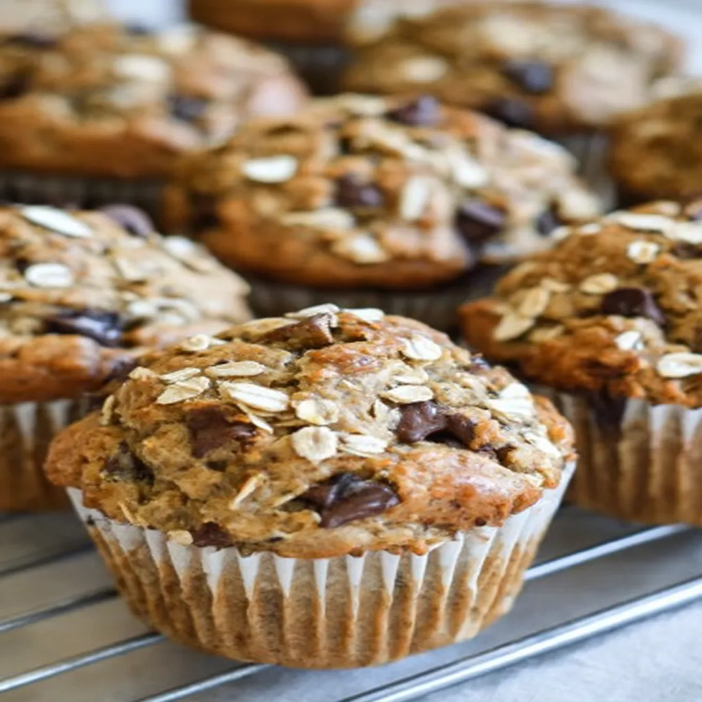 healthy, banana oat muffins, chocolate chips, delicious, moist, nutritious