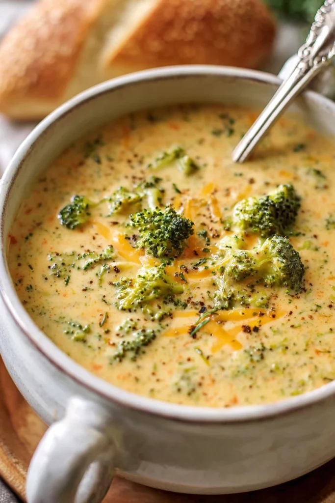 healthy broccoli cheddar soup, comforting, creamy, nutritious, delicious flavor