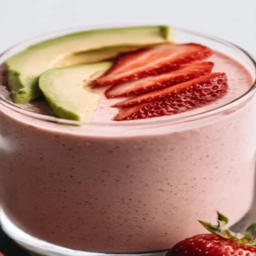 strawberry avocado smoothie, healthy, refreshing, vibrant colors, creamy texture, nutritious, delicious blend