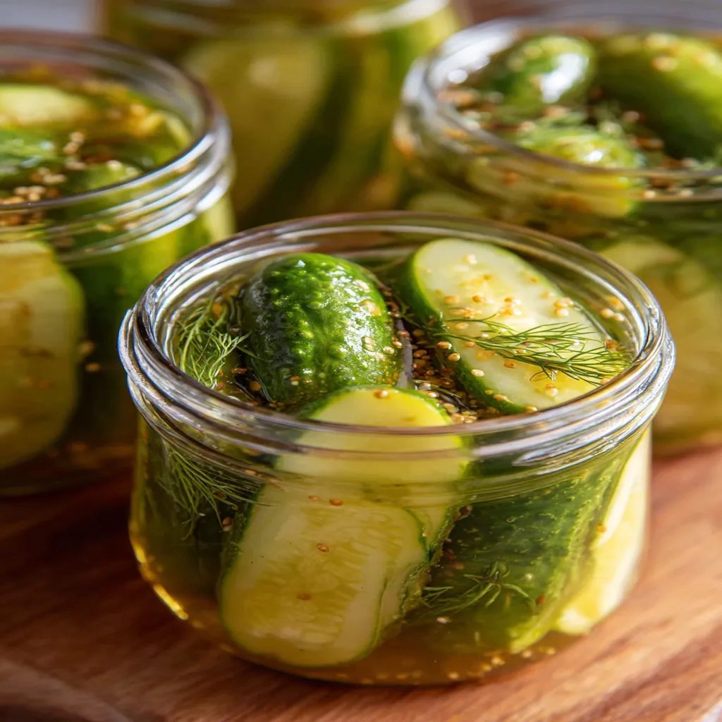 homemade dill pickles, crunchy cucumbers, tangy brine, fresh herbs, savory snack