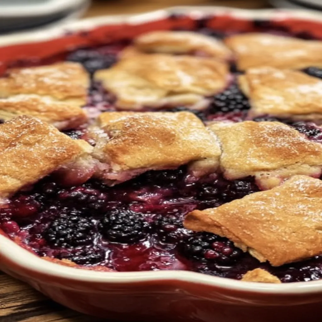 Kentucky blackberry cobbler, homemade dessert, sweet and juicy, crumbly crust, deliciously fruity