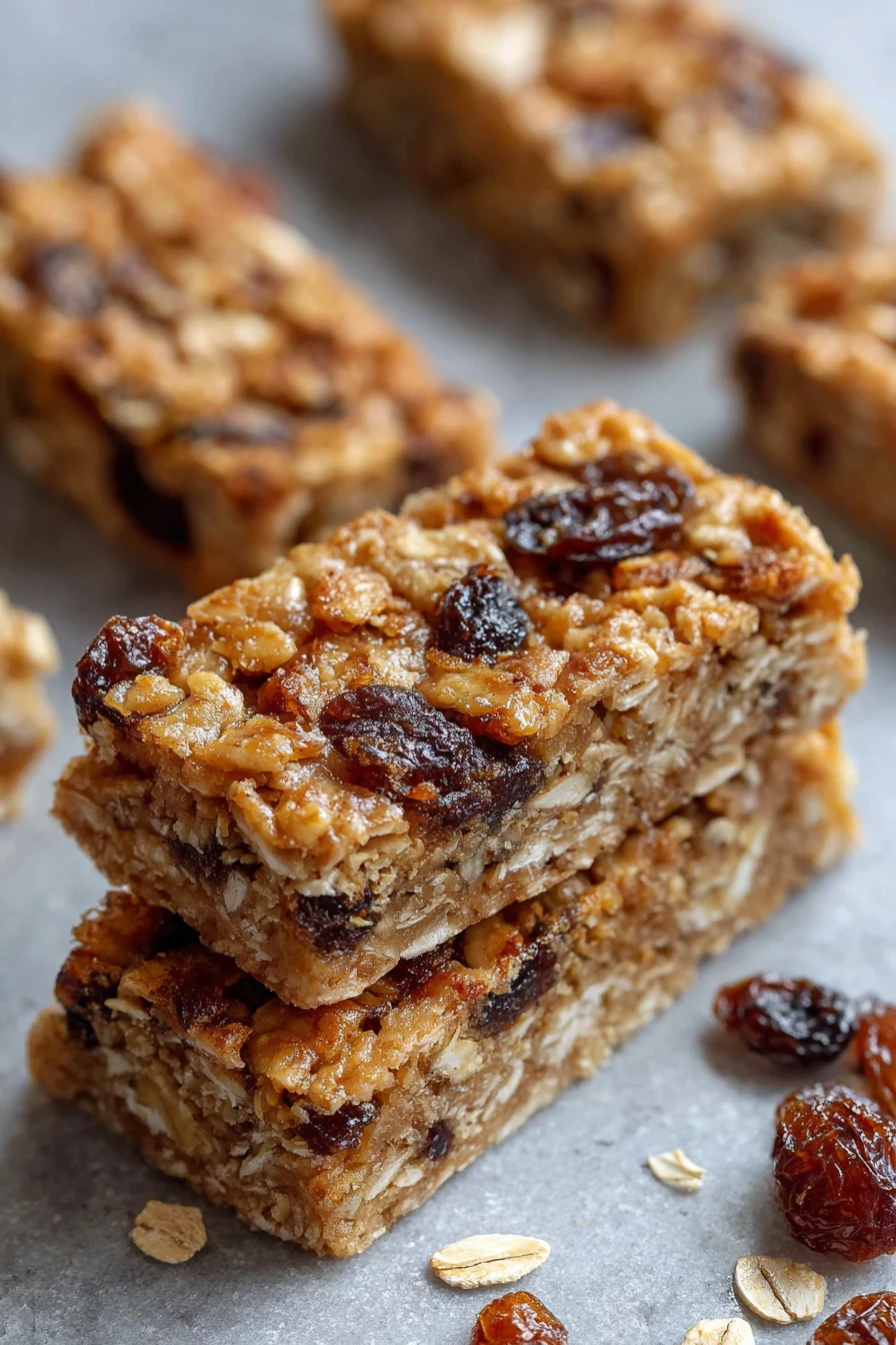 oatmeal raisin bars, chewy texture, sweet and hearty, wholesome snack