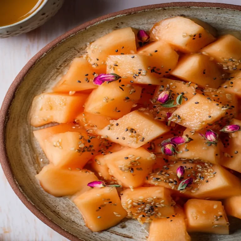orange blossom, marinated cantaloupe, refreshing, citrusy, fragrant, juicy, summer treat