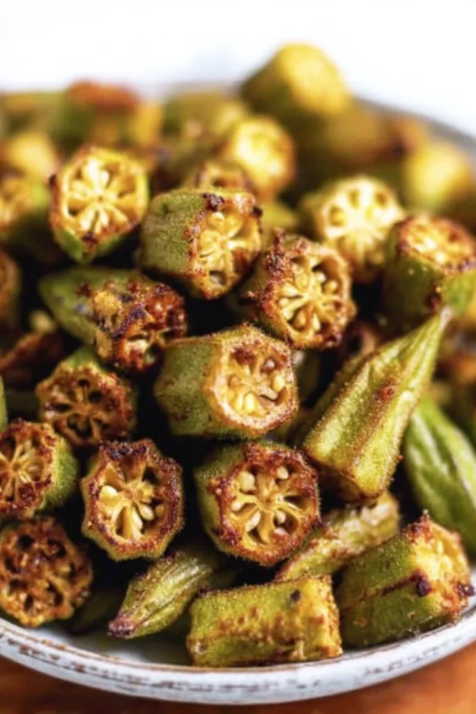 oven baked okra recipe, crispy, flavorful, healthy, delicious, easy to make