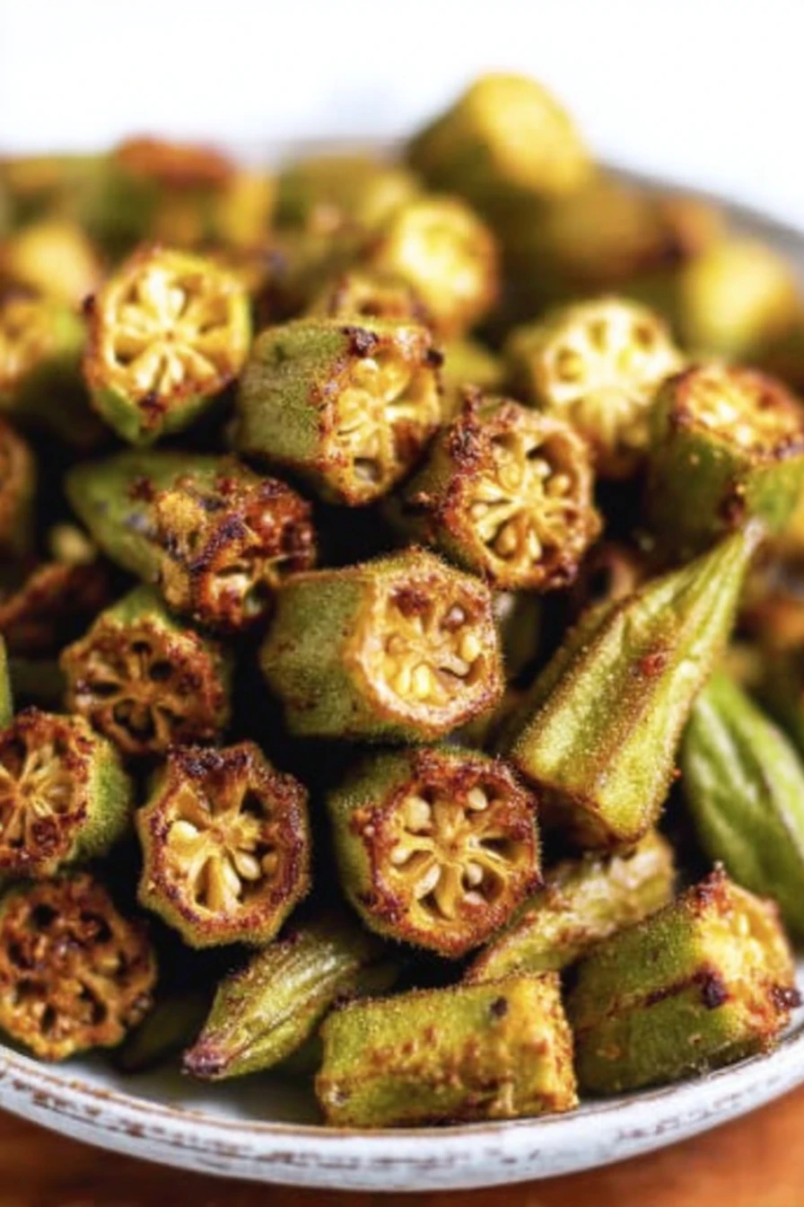 oven baked okra recipe, crispy, flavorful, healthy, delicious, easy to make