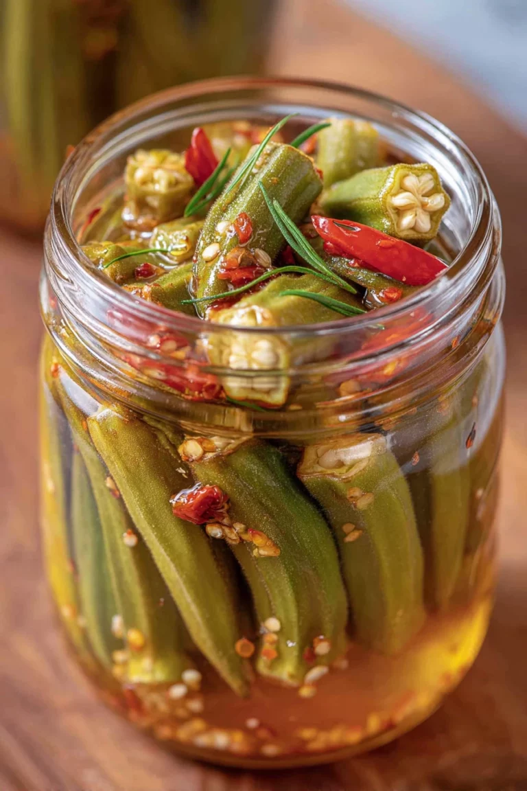 refrigerator pickled okra recipe, tangy, crunchy, flavorful, homemade, easy to make