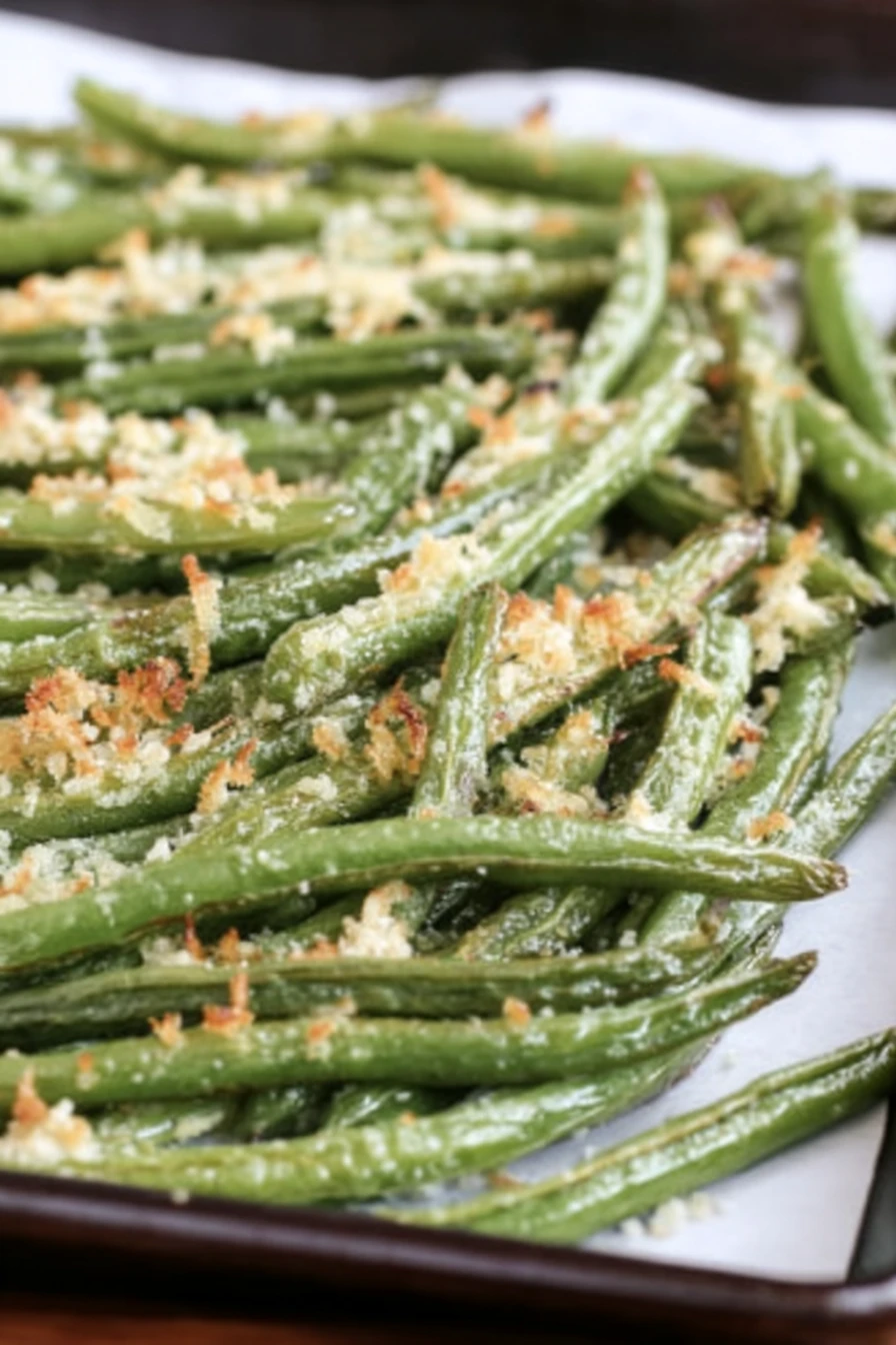 roasted, parmesan, green beans, savory, crispy, flavorful, herb-infused