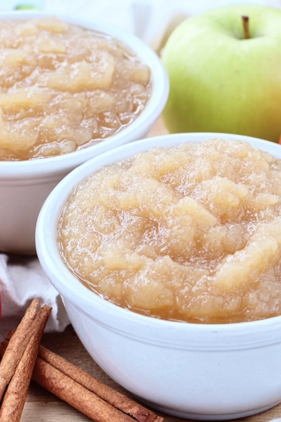 Stovetop Applesauce, cinnamon-spiced, homemade, sweet and tangy, chunky texture
