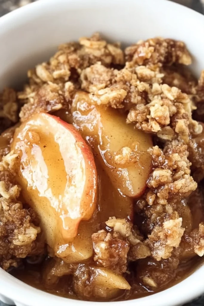 apple crisp recipe, delicious dessert, cinnamon-spiced, crunchy topping, warm apples, mouthwatering, fall favorite