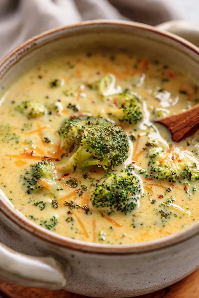 broccoli cheddar soup, creamy, cheesy, comforting, savory, delicious, homemade