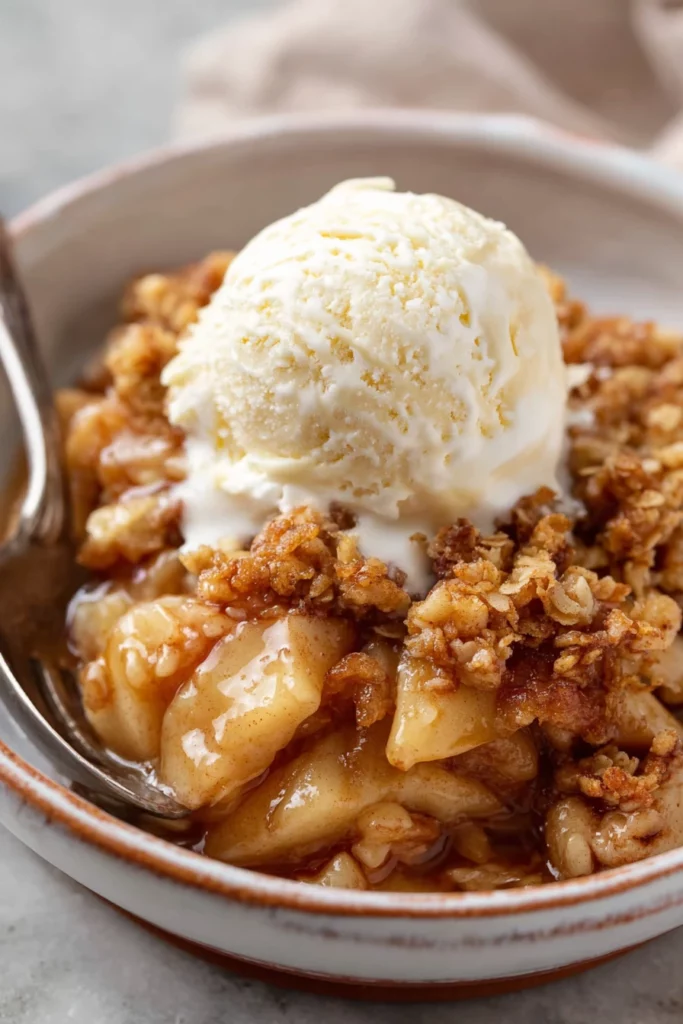 apple crisp, easy recipe, warm and comforting, cinnamon-spiced, delicious dessert
