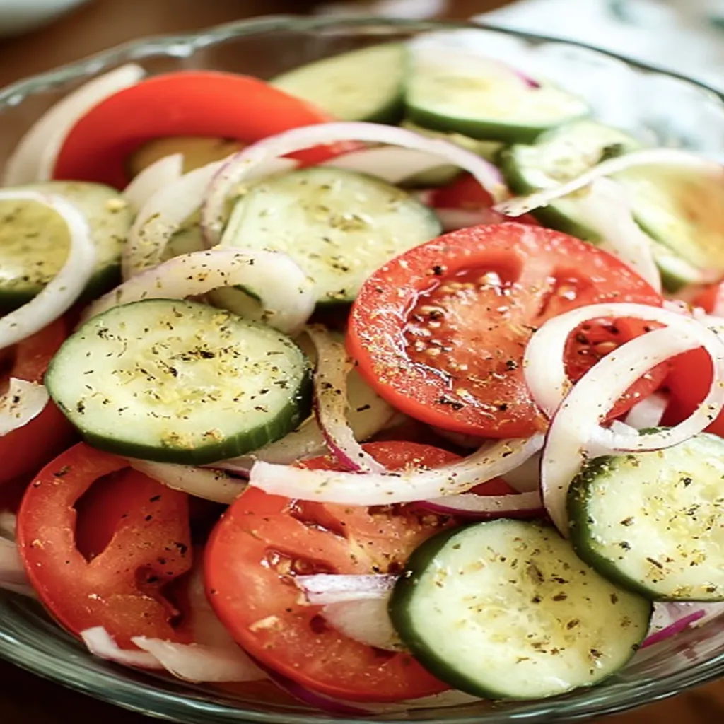 fresh, colorful, tomato cucumber onion salad, healthy, crisp, delicious, summer side dish