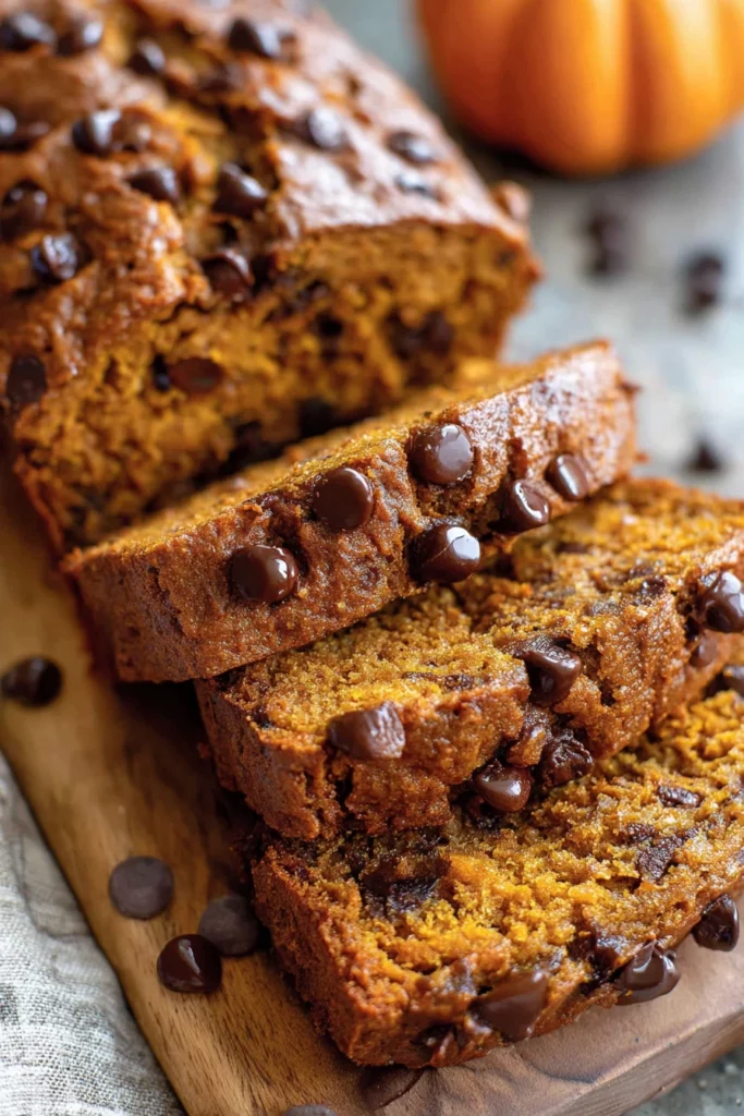 banana chocolate chip pumpkin bread, delicious, moist, autumn flavors, sweet, indulgent treat