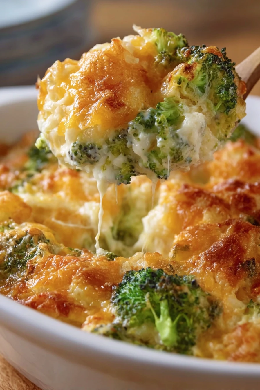 broccoli cheese casserole, creamy, cheesy, savory, comfort food, recipe