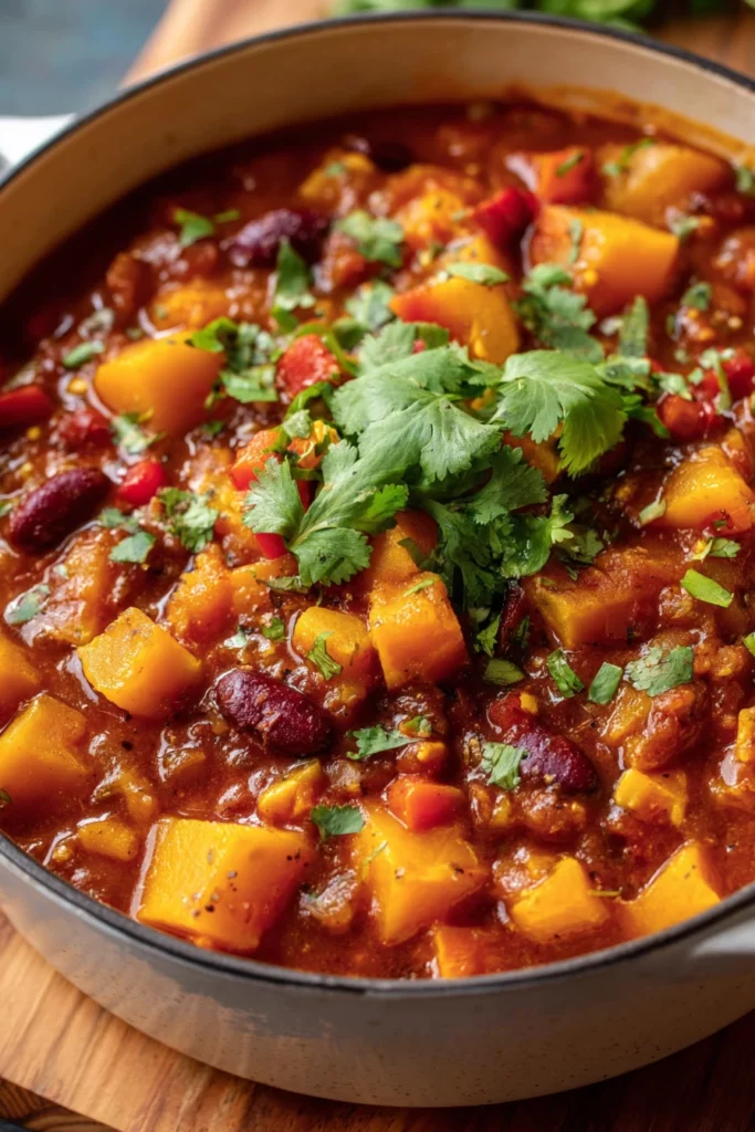 butternut squash chili, hearty, flavorful, warm, comforting, autumnal, spicy, delicious