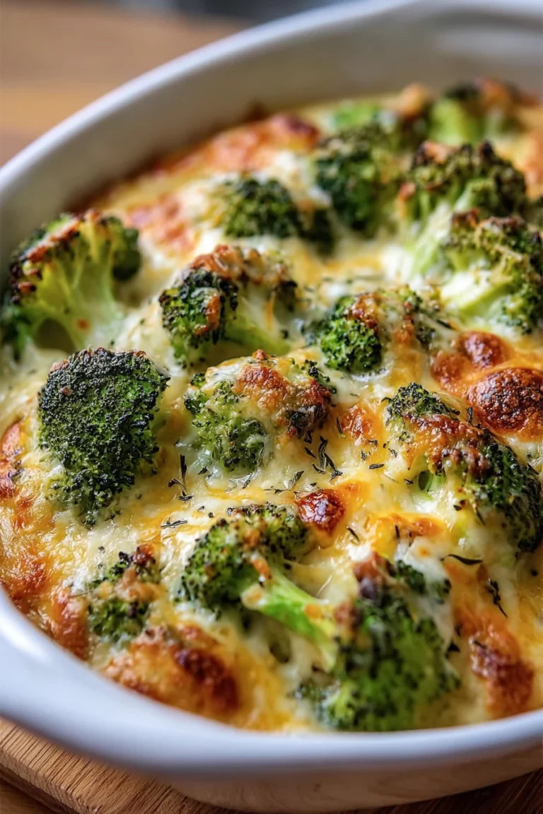 cheesy baked broccoli, flavorful, gooey cheese, crispy topping, savory flavor