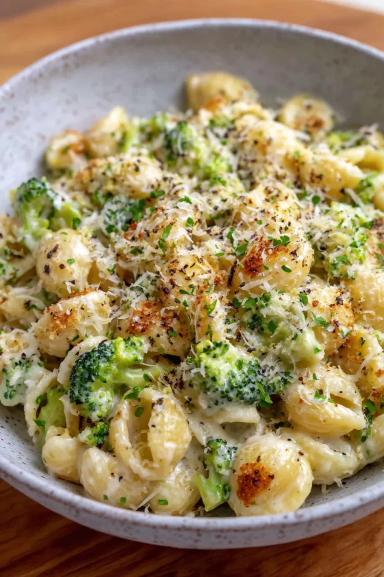 Cheesy, creamy, broccoli pasta, indulgent, flavorful, comforting, delicious
