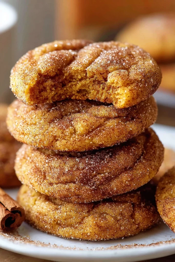 chewy, pumpkin snickerdoodle cookies, delicious, fall flavors, spiced, mouthwatering