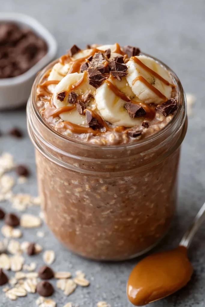 chocolate, peanut butter, protein, overnight oats, delicious, creamy, nutritious
