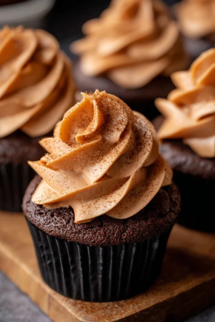 chocolate pumpkin cupcakes, decadent, moist, fall flavors, festive, sweet and spicy