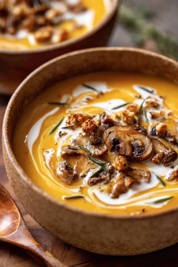 cozy, roasted, butternut squash soup, comforting, fall flavors, warm and flavorful