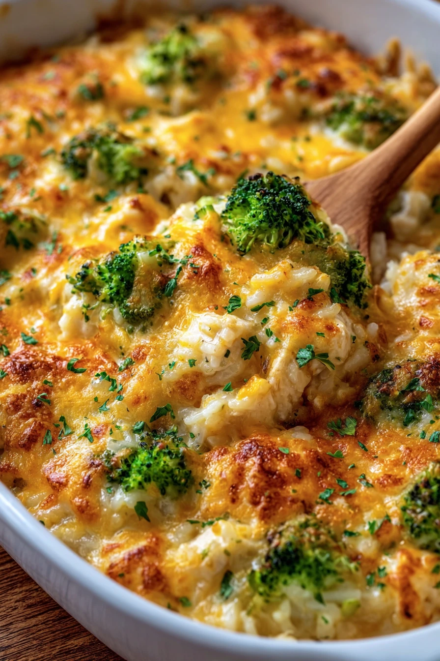 creamy, chicken, broccoli, rice, cheese, casserole, savory, comforting