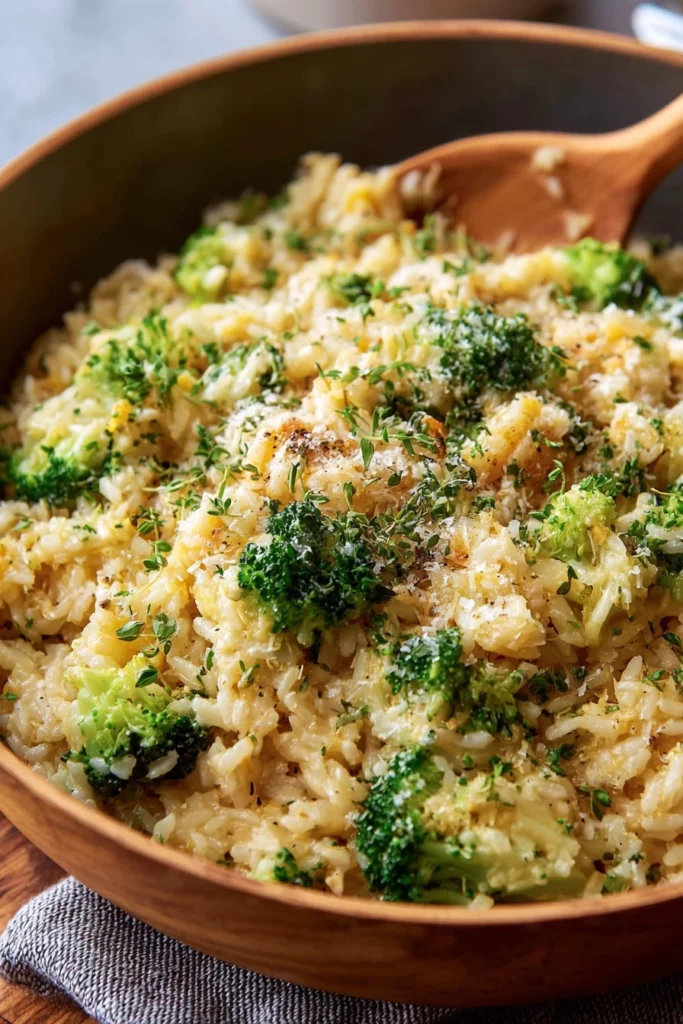 easy, broccoli cheese rice, creamy, cheesy, savory, delicious