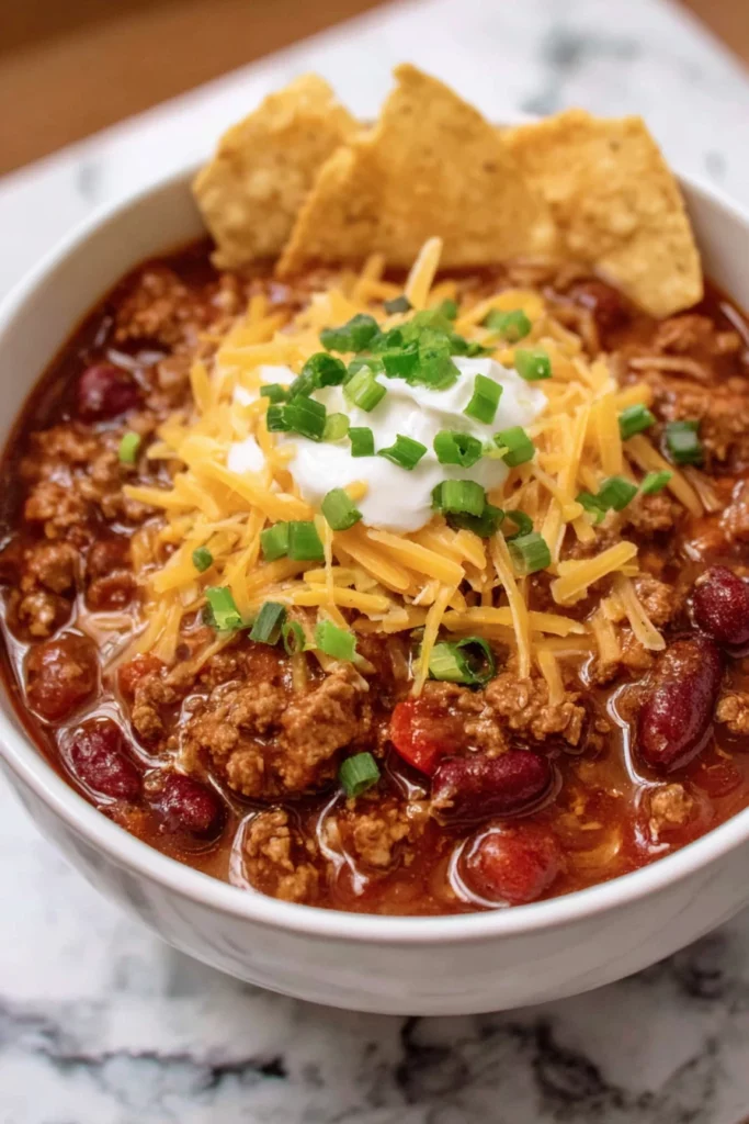 easy crockpot chili, hearty, savory, slow-cooked, flavorful, comfort food