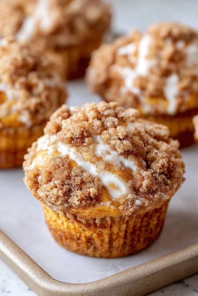 pumpkin cheesecake muffins, streusel topping, easy recipe, moist, delicious flavor