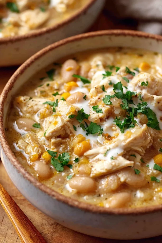 Easy White Chicken Chili, creamy, hearty, comforting, flavorful, satisfying, spicy, delicious