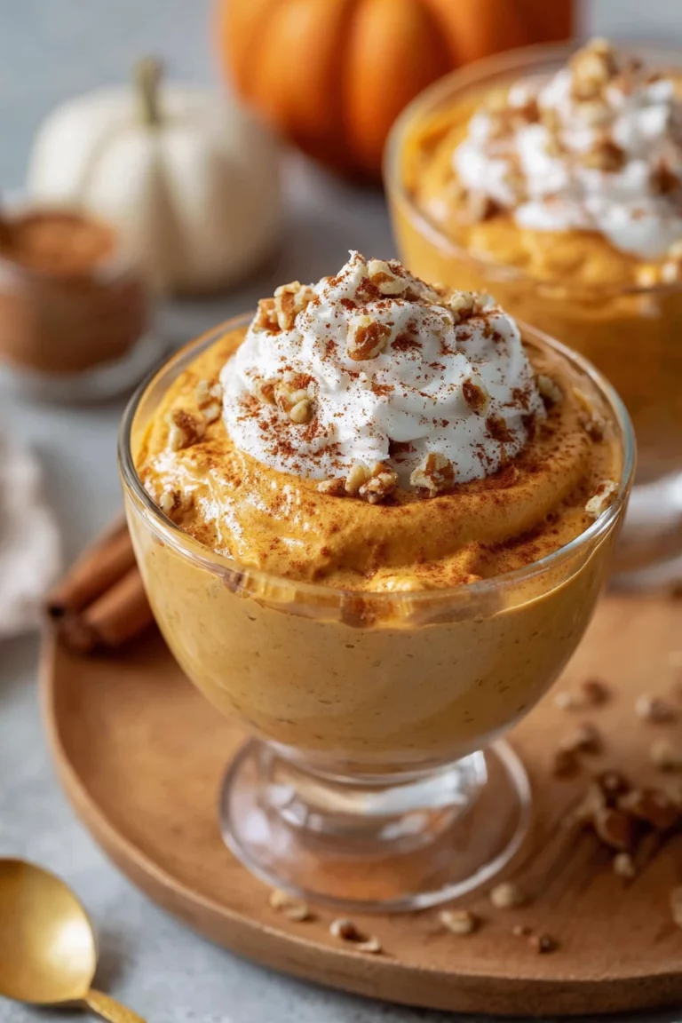 healthy pumpkin mousse, creamy, indulgent dessert, autumn flavors, velvety smooth texture
