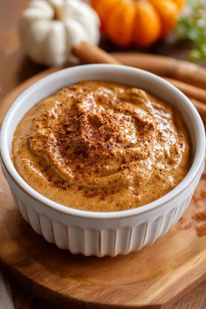 healthy pumpkin pie dip, recipe, creamy, flavorful, autumn, seasonal, delicious, appetizer